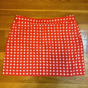 Larry Levine Womens 16 Skirt White and Coral Circles with Pockets Stretchy